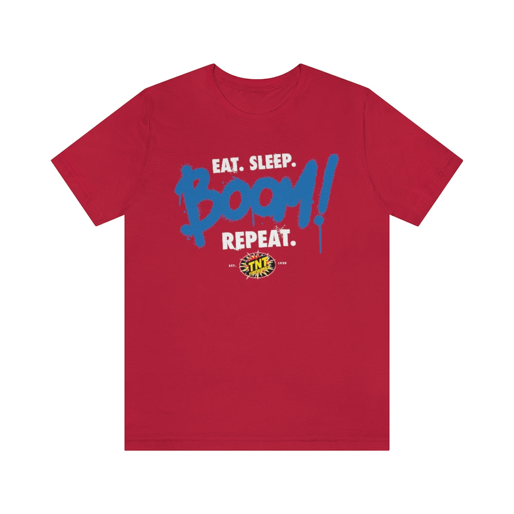 Eat. Sleep. Boom! Repeat. Short Sleeve Tee - Celebrate Everyday